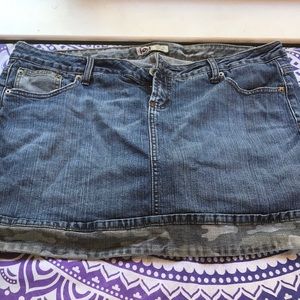 Denim and camo skort